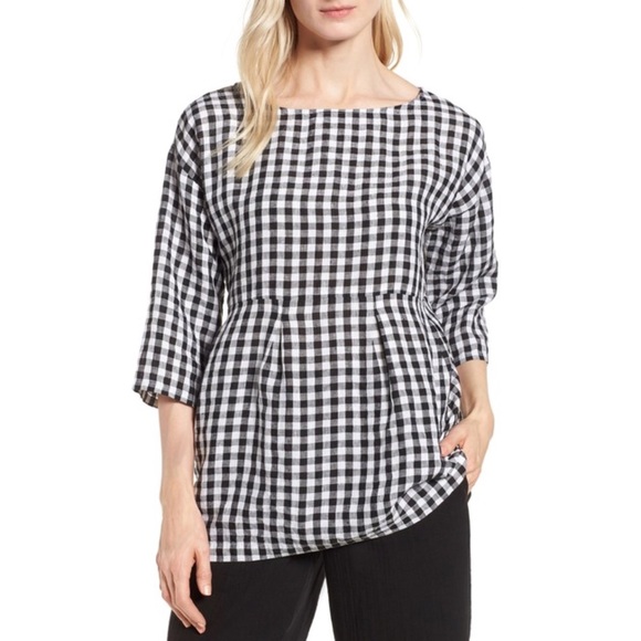 Eileen Fisher Tops - Eileen Fisher organic linen gingham blouse